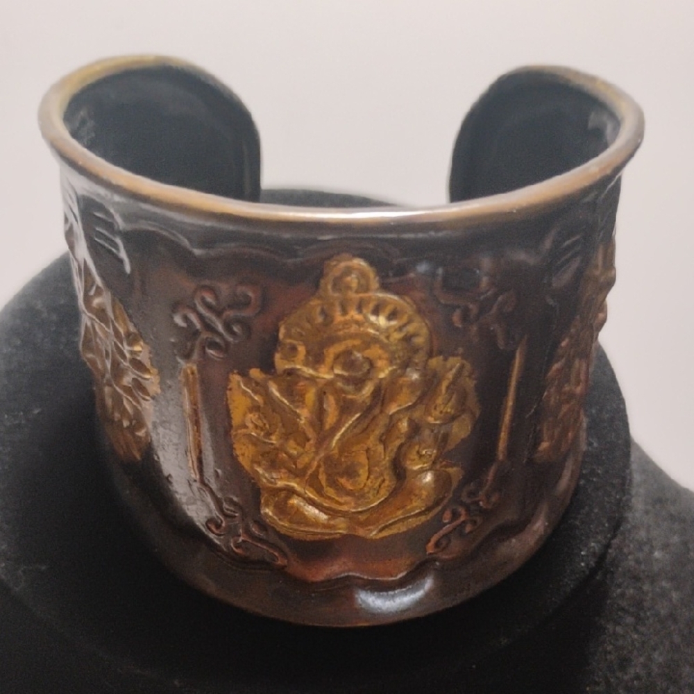 Gold and Silver Ganesh Cuff Bracelet